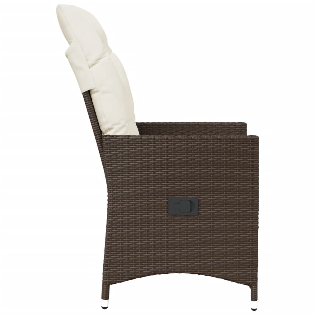 Tuinstoelen 2 st verstelbaar met kussens poly rattan bruin