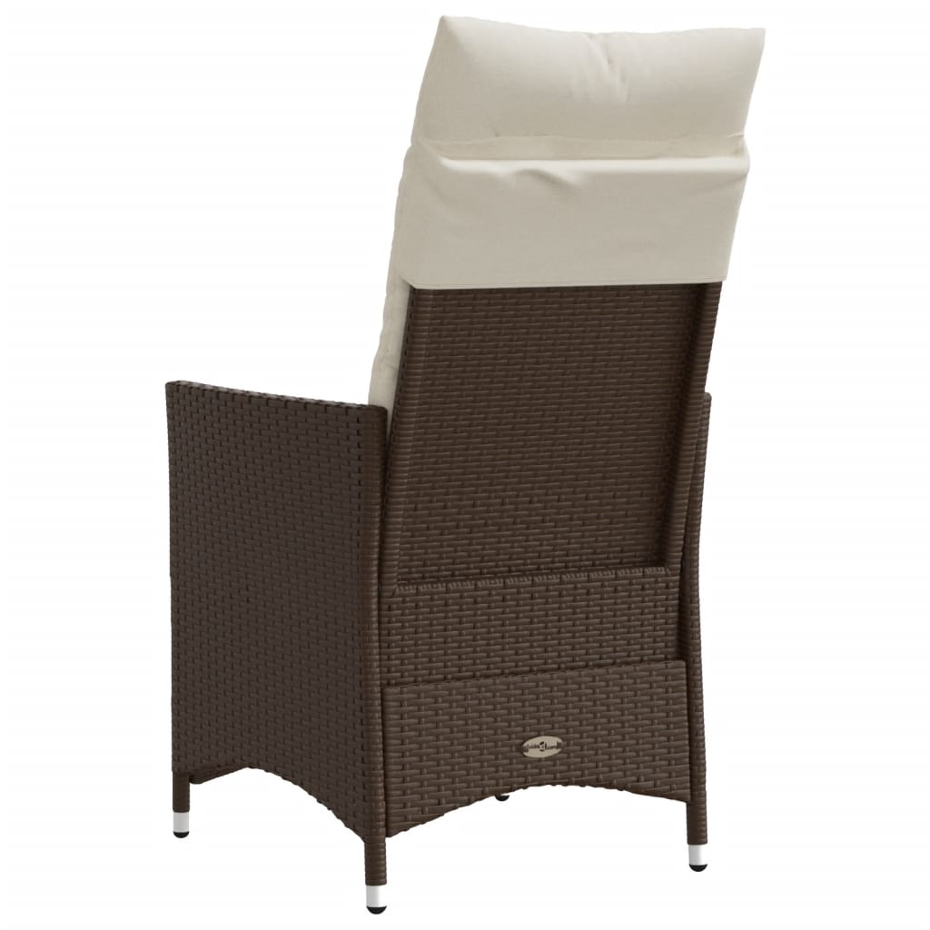 Tuinstoelen 2 st verstelbaar met kussens poly rattan bruin