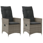 Garden chairs 2 pcs adjustable with cushions poly rattan grey