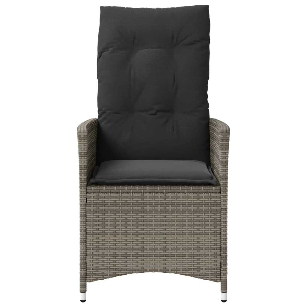 Tuinstoelen 2 st verstelbaar met kussens poly rattan grijs