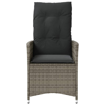 Tuinstoelen 2 st verstelbaar met kussens poly rattan grijs