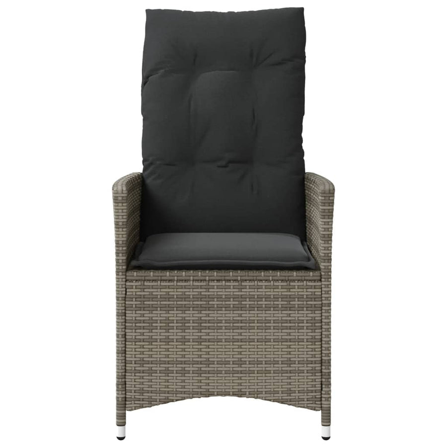Tuinstoelen 2 st verstelbaar met kussens poly rattan grijs