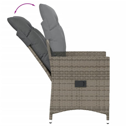 Tuinstoelen 2 st verstelbaar met kussens poly rattan grijs