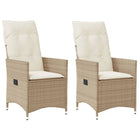 Garden chairs 2 pcs adjustable with cushions poly rattan beige