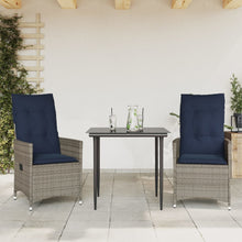 Tuinstoelen 2 st verstelbaar met kussens poly rattan grijs
