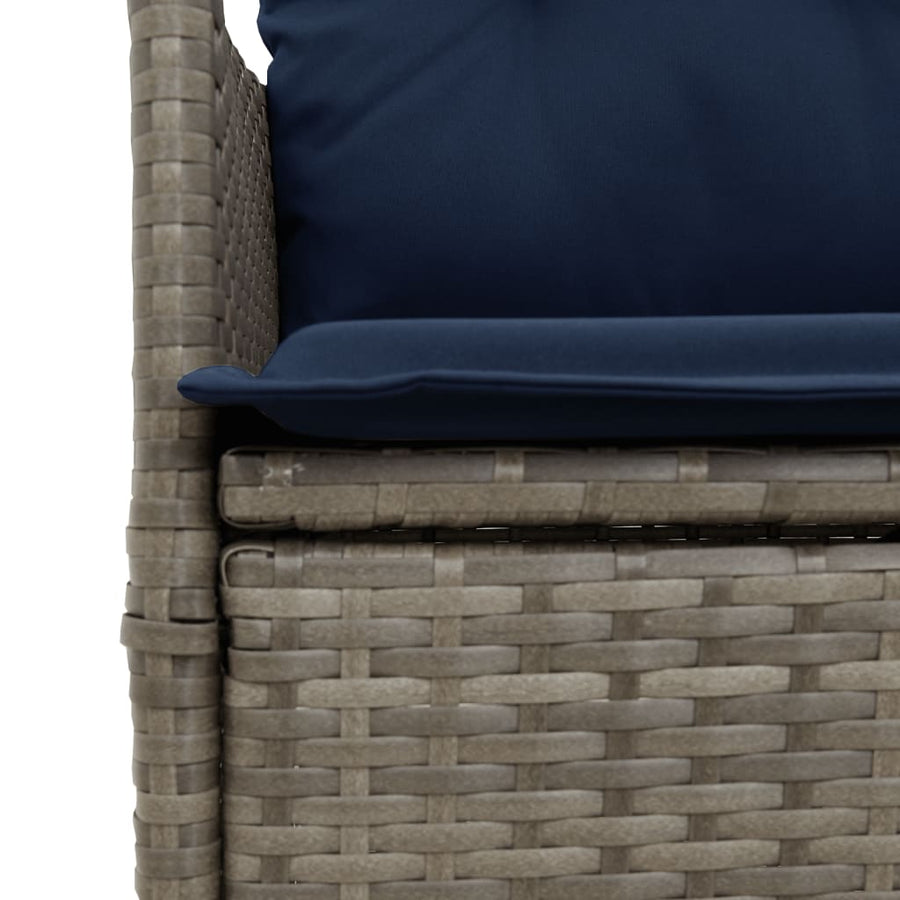 Tuinstoelen 2 st verstelbaar met kussens poly rattan grijs