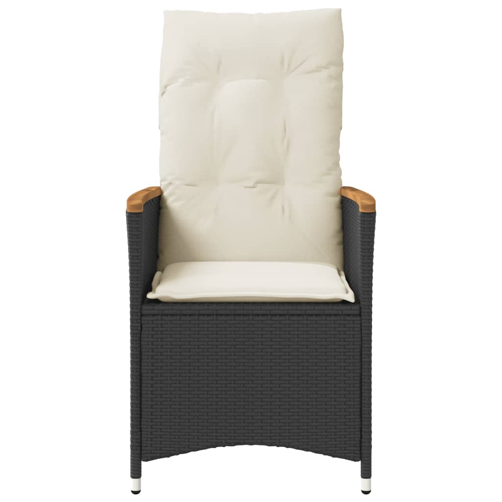 Tuinstoelen 2 st verstelbaar met kussens poly rattan zwart