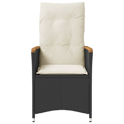 Tuinstoelen 2 st verstelbaar met kussens poly rattan zwart