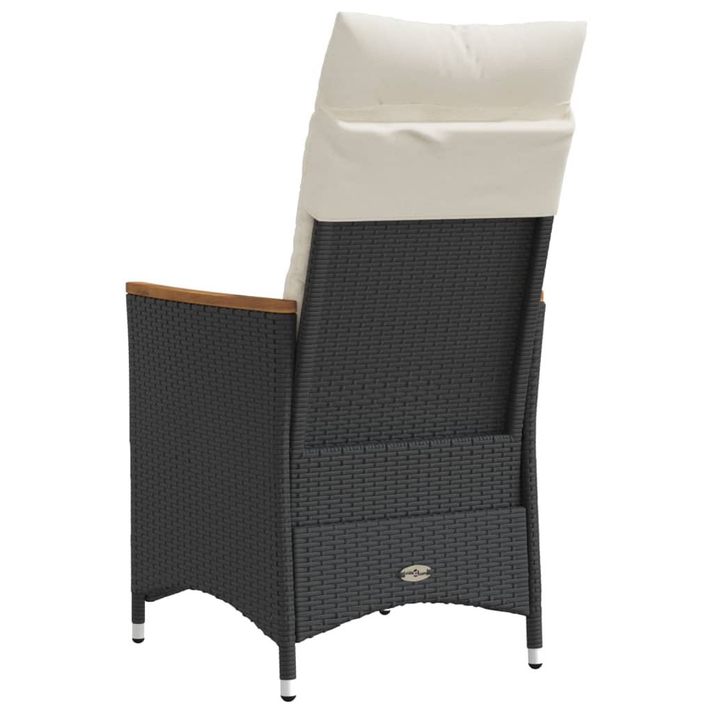 Tuinstoelen 2 st verstelbaar met kussens poly rattan zwart