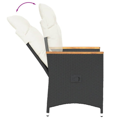 Tuinstoelen 2 st verstelbaar met kussens poly rattan zwart