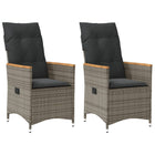 Garden chairs 2 pcs adjustable with cushions poly rattan grey