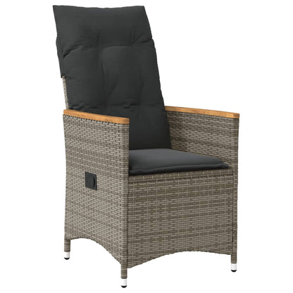 Tuinstoelen 2 st verstelbaar met kussens poly rattan grijs