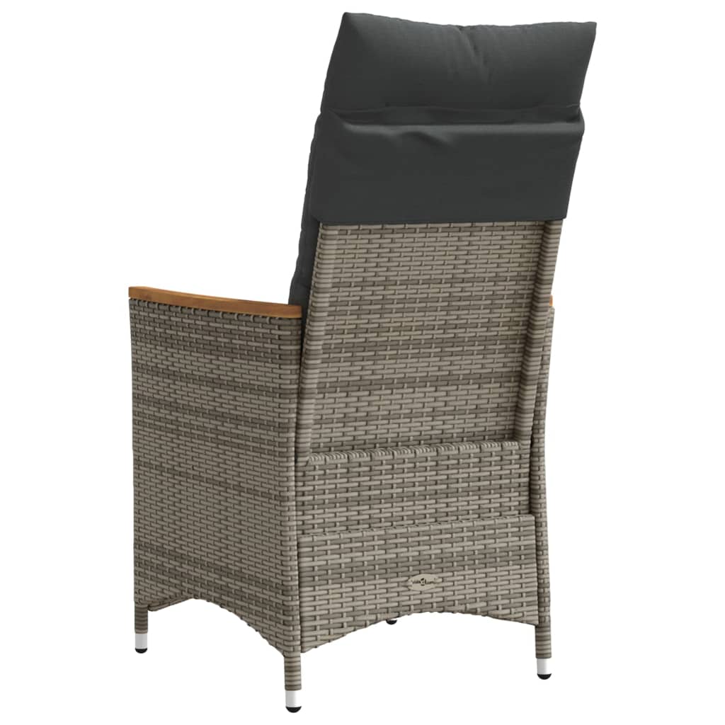 Tuinstoelen 2 st verstelbaar met kussens poly rattan grijs