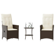 Bistroset 3-delig poly rattan bruin