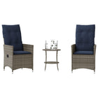 Bistroset 3-delig poly rattan grijs