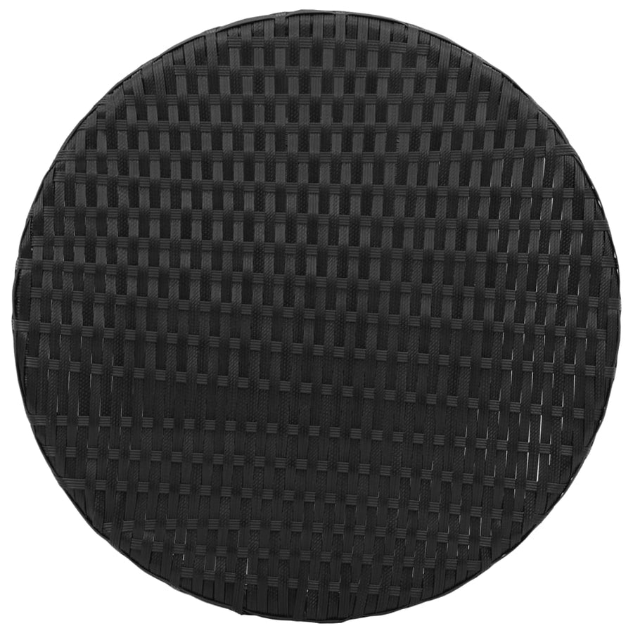 3-delige Bistroset met kussens poly rattan zwart