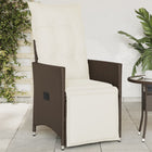 Adjustable garden chair with cushions poly rattan brown
