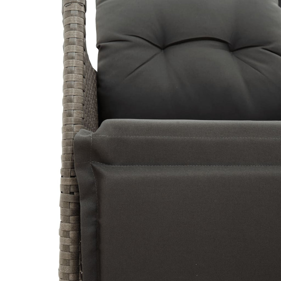Tuinstoel verstelbaar met kussens poly rattan grijs