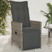 Tuinstoel verstelbaar poly rattan grijs met kussens