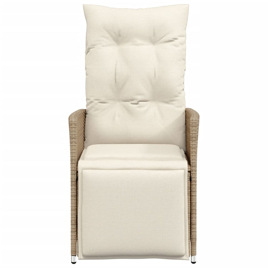 Tuinstoel verstelbaar met kussens poly rattan beige