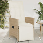 Garden chair adjustable with cushions poly rattan beige
