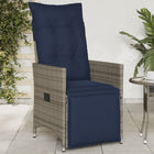 Tuinstoel verstelbaar poly rattan grijs met kussens
