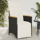 Adjustable Garden Chair with Cushions, Poly Rattan, Black