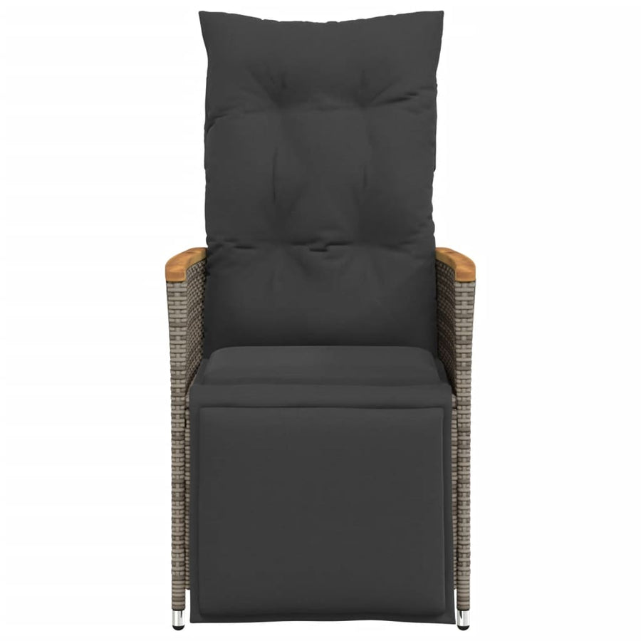 Tuinstoel verstelbaar met kussens poly rattan grijs