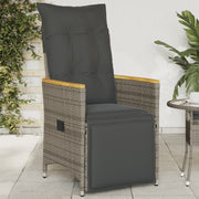 Tuinstoel poly rattan grijs verstelbaar met kussens