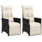Garden chairs 2 pcs adjustable with cushions poly rattan black