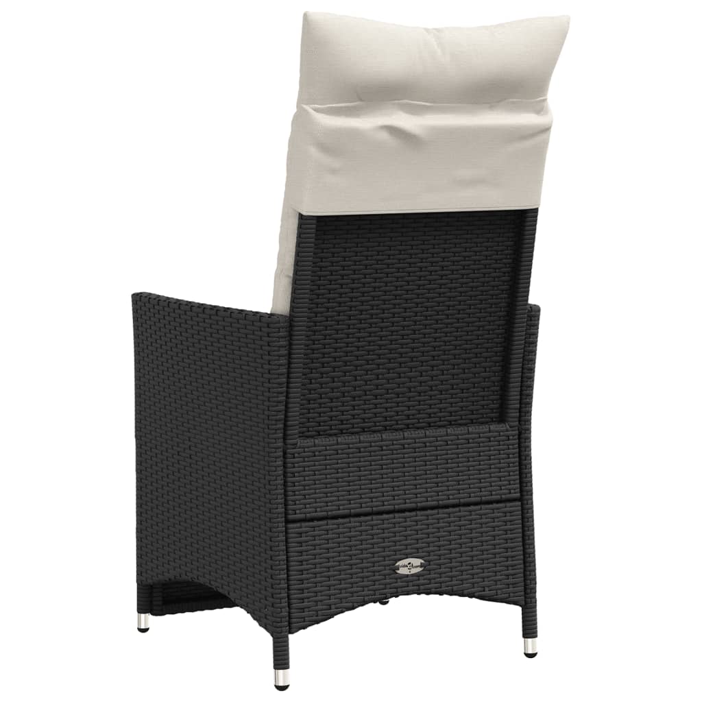 Tuinstoelen 2 st verstelbaar met kussens poly rattan zwart