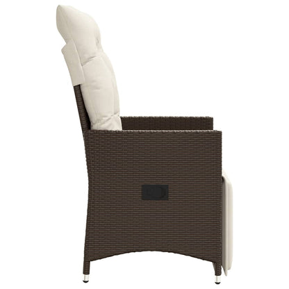 Tuinstoelen 2 st verstelbaar met kussens poly rattan bruin