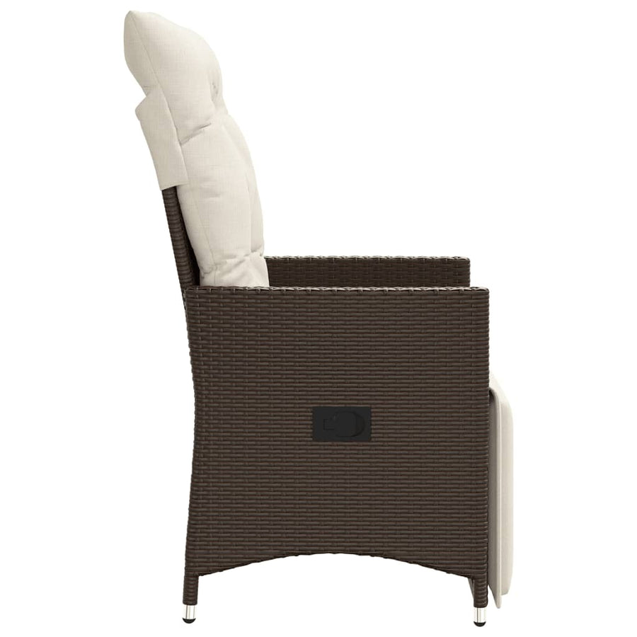 Tuinstoelen 2 st verstelbaar met kussens poly rattan bruin