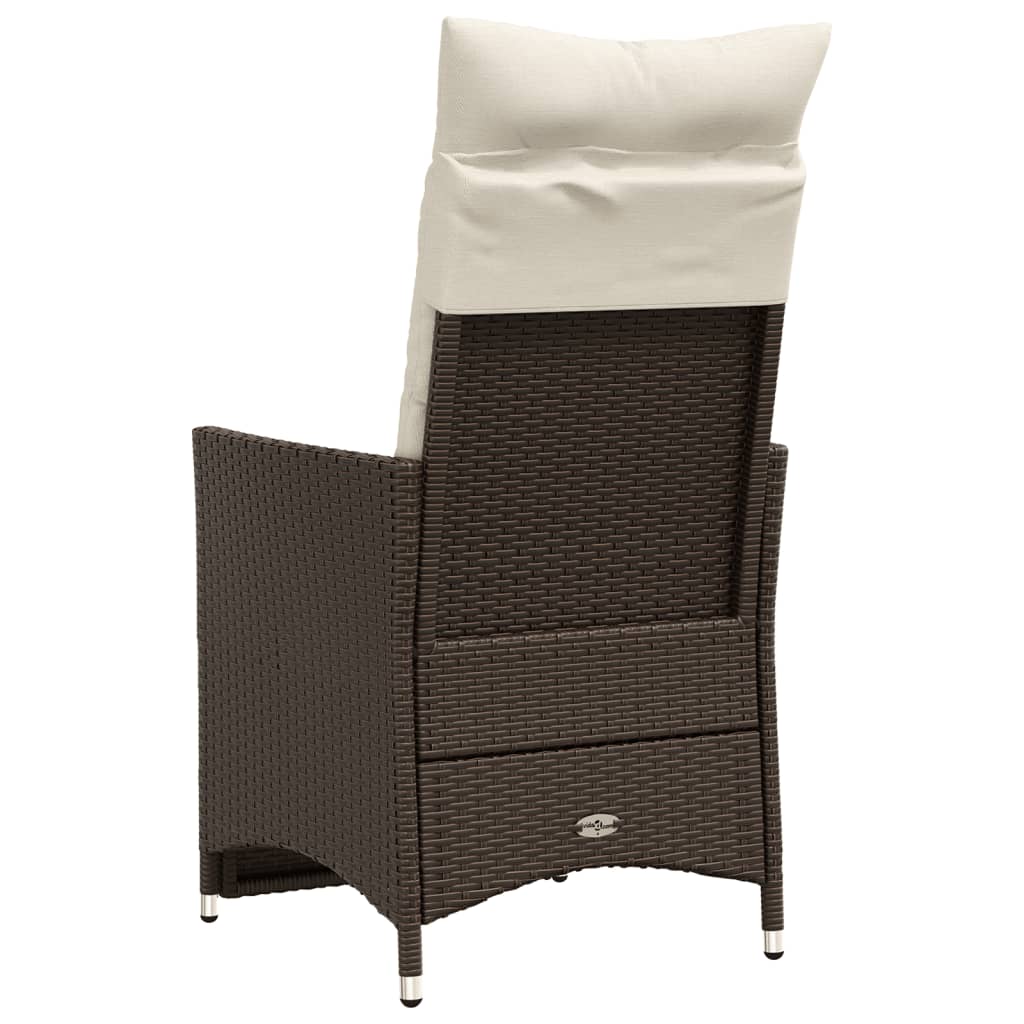 Tuinstoelen 2 st verstelbaar met kussens poly rattan bruin