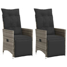 Garden chairs 2 pcs adjustable with cushions poly rattan grey