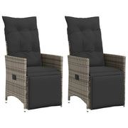 Tuinstoelen 2 stuks poly rattan grijs verstelbaar