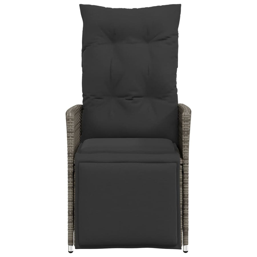 Tuinstoelen 2 st verstelbaar met kussens poly rattan grijs