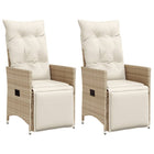Garden chairs 2 pcs adjustable with cushions poly rattan beige