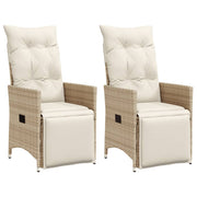 Tuinstoelen 2 st poly rattan beige verstelbaar