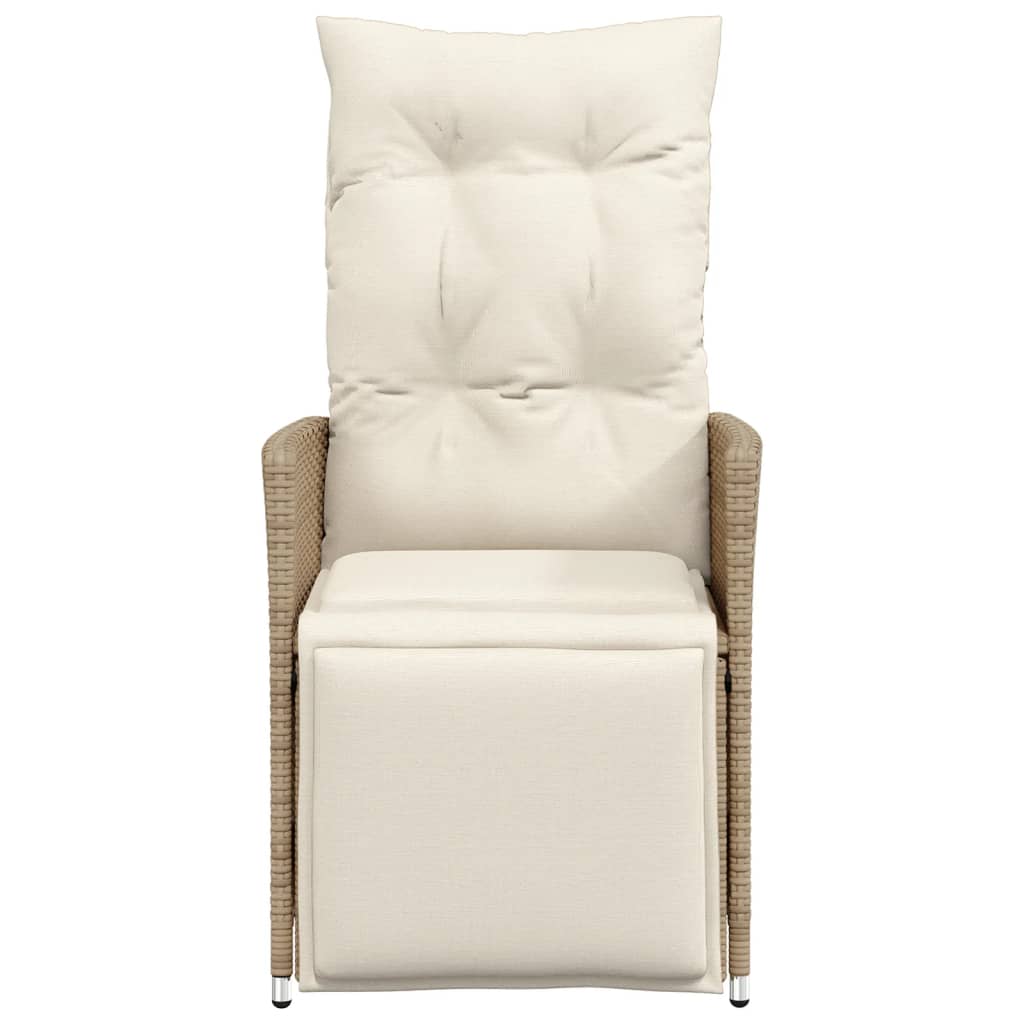 Tuinstoelen 2 st verstelbaar met kussens poly rattan beige