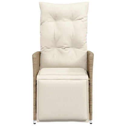 Tuinstoelen 2 st verstelbaar met kussens poly rattan beige