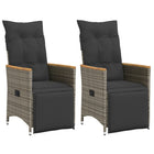 Garden chairs 2 pcs adjustable with cushions poly rattan grey