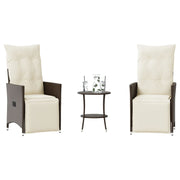Bistroset poly rattan bruin 3-delig met kussens