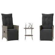 Bistroset 3-delig poly rattan grijs met kussens