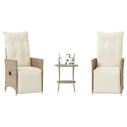 Bistroset 3-delig poly rattan beige met kussens