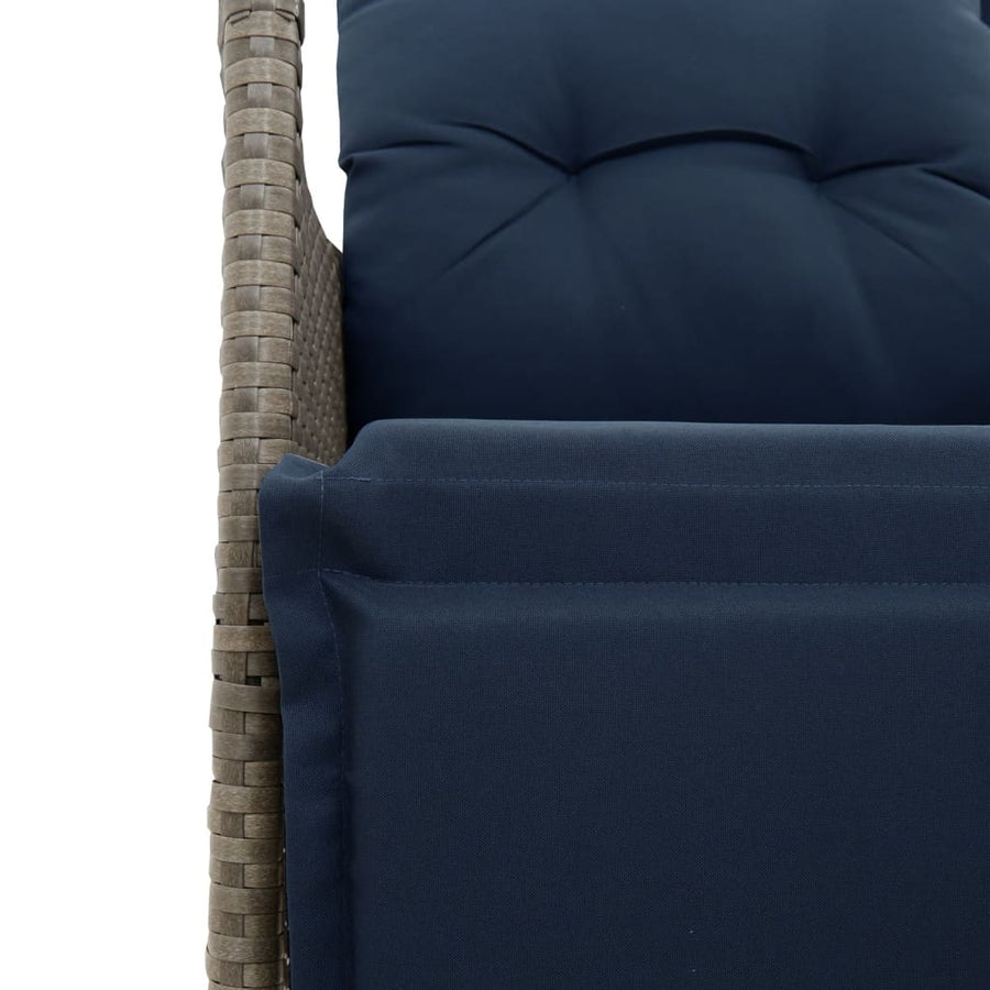 3-delige Bistroset met kussens poly rattan grijs