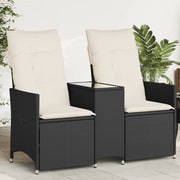 Tuinbank 2-zits poly rattan zwart met tafel