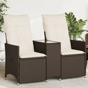 Tuinbank 2-zits poly rattan bruin met tafel