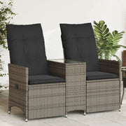 Tuinbank 2-zits poly rattan grijs met tafel