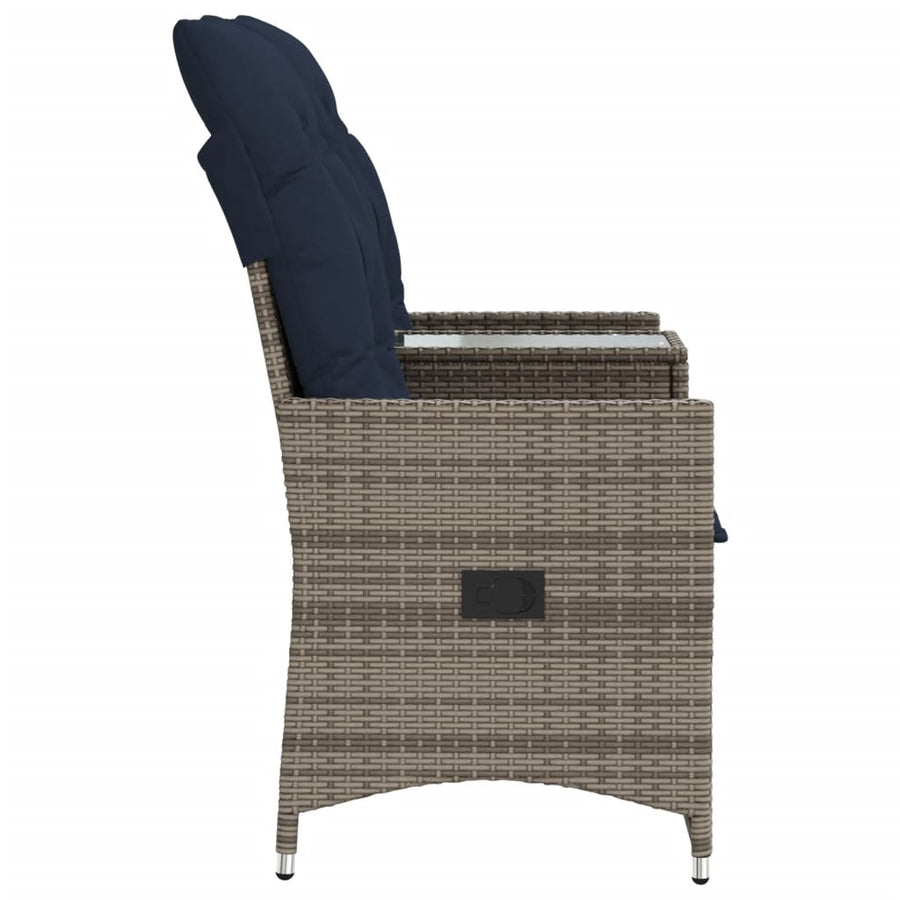 Tuinbank 2-zits verstelbaar met tafel poly rattan grijs